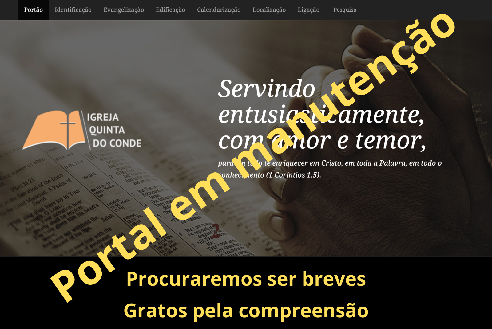 Portal em manutenção